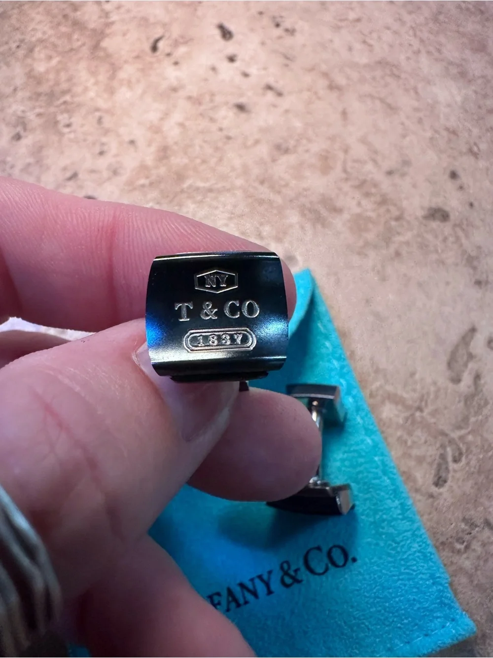 Tiffany & Co 1837 Square Cufflinks Black Titanium circa 2006